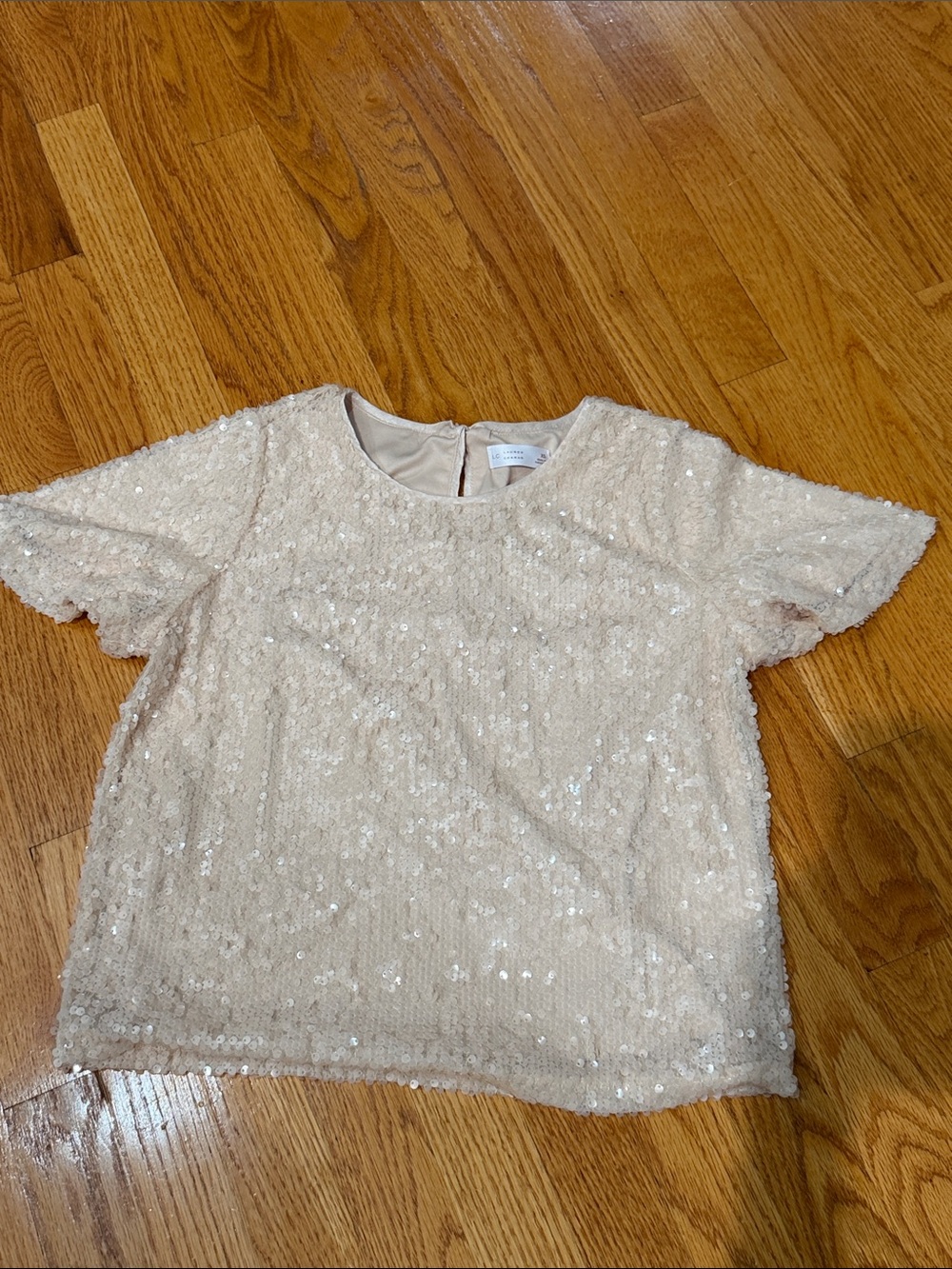 LC Lauren Conrad Champagne Sequin Short Sleeve Top